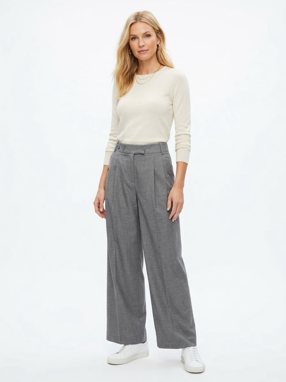 Anthropologie Grey Wide Leg Trouser Pants Size Small